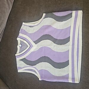 Urban Outfitters Purple and Cream Wave Knit Top